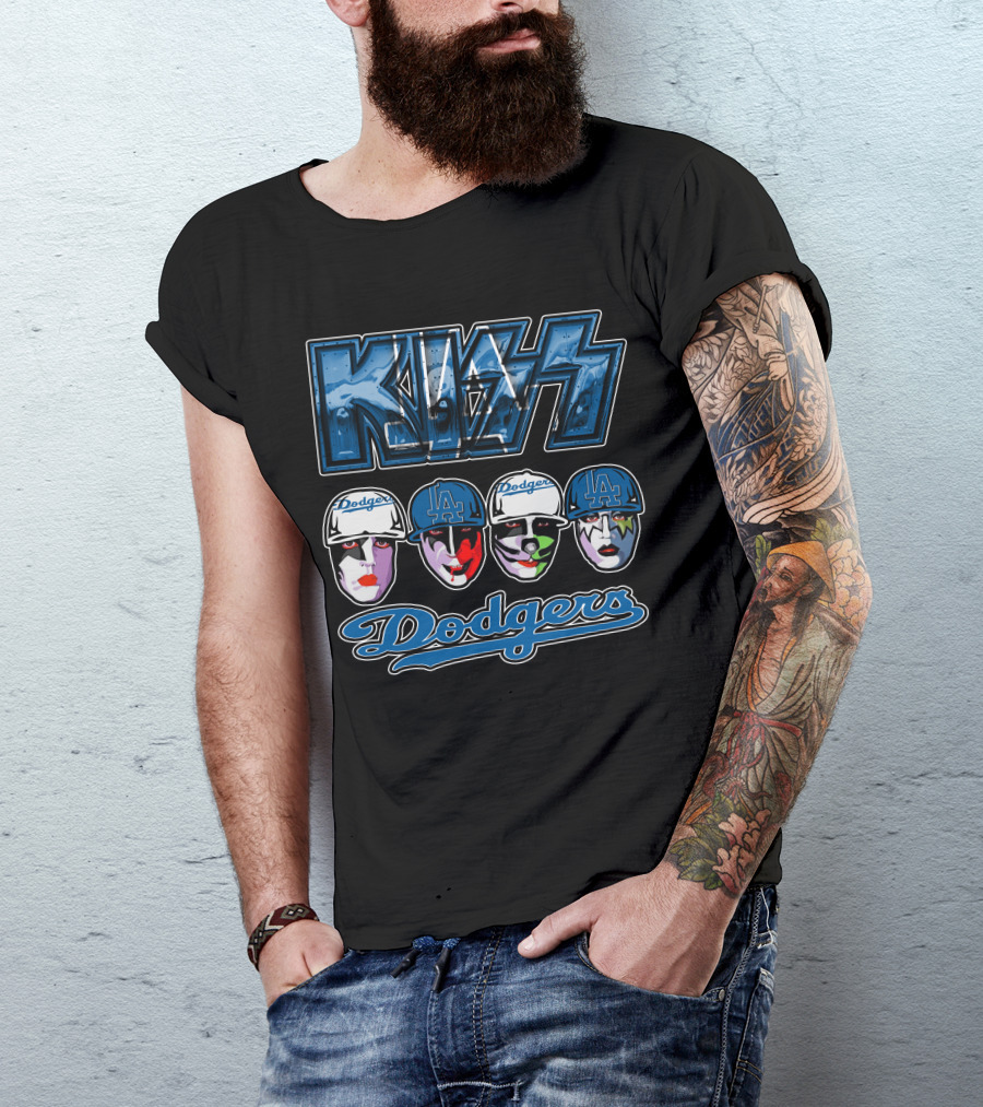 Kiss Los Angeles Dodgers Face Paint Baseball Collaboration T-Shirt