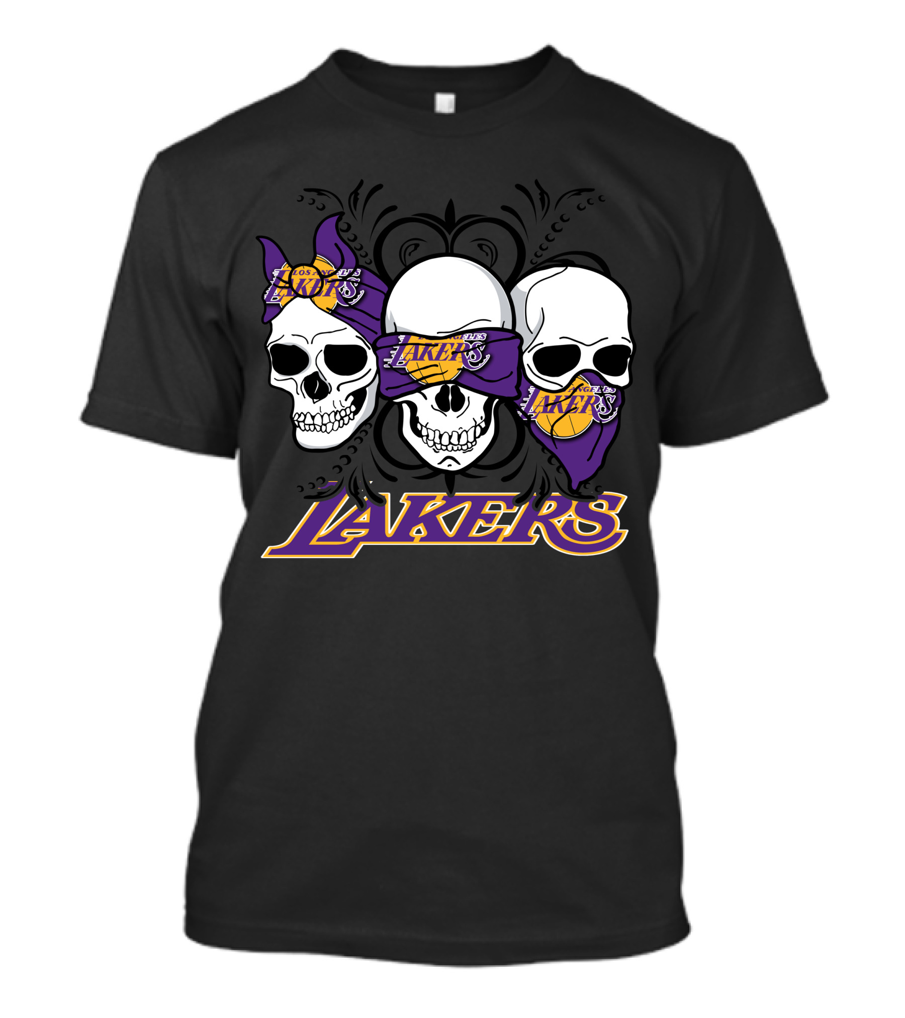 Skulls With Bandanas Los Angeles Lakers T-Shirt