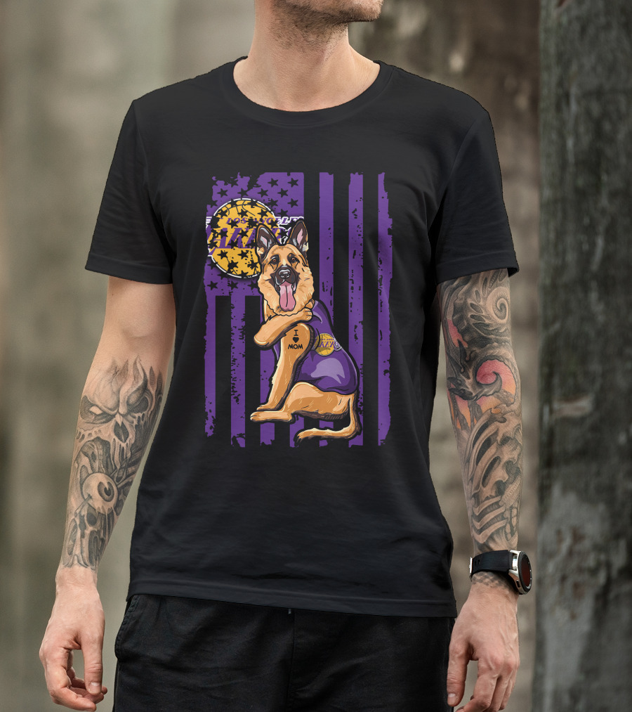 German Shepherd Los Angeles Lakers Fan Mom T-Shirt