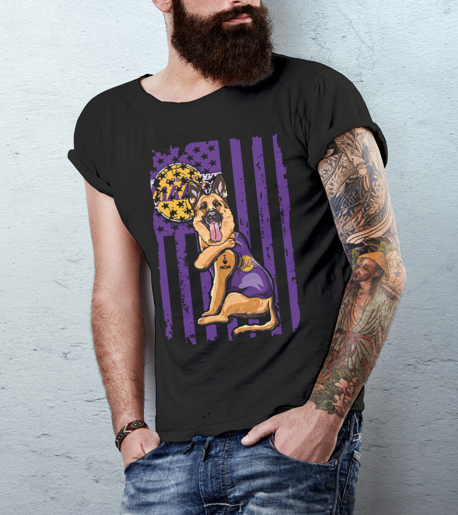 German Shepherd Los Angeles Lakers Fan Mom T-Shirt