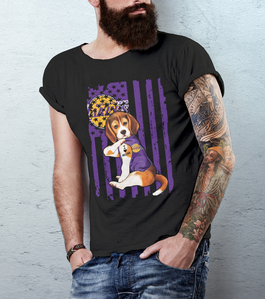 Beagle I Love Mom Los Angeles Lakers T-Shirt