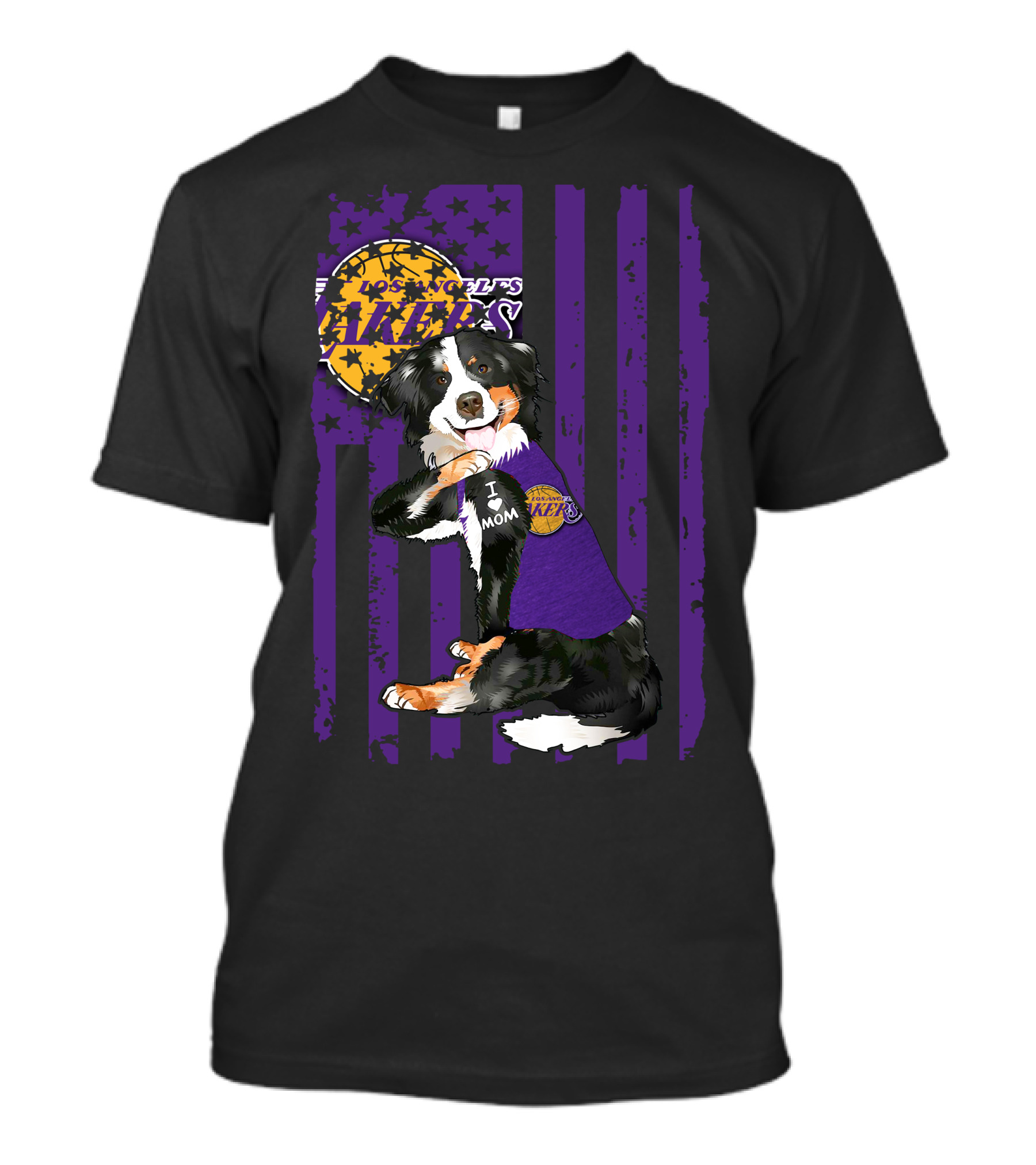Border Collie I Love Mom Los Angeles Lakers T-Shirt
