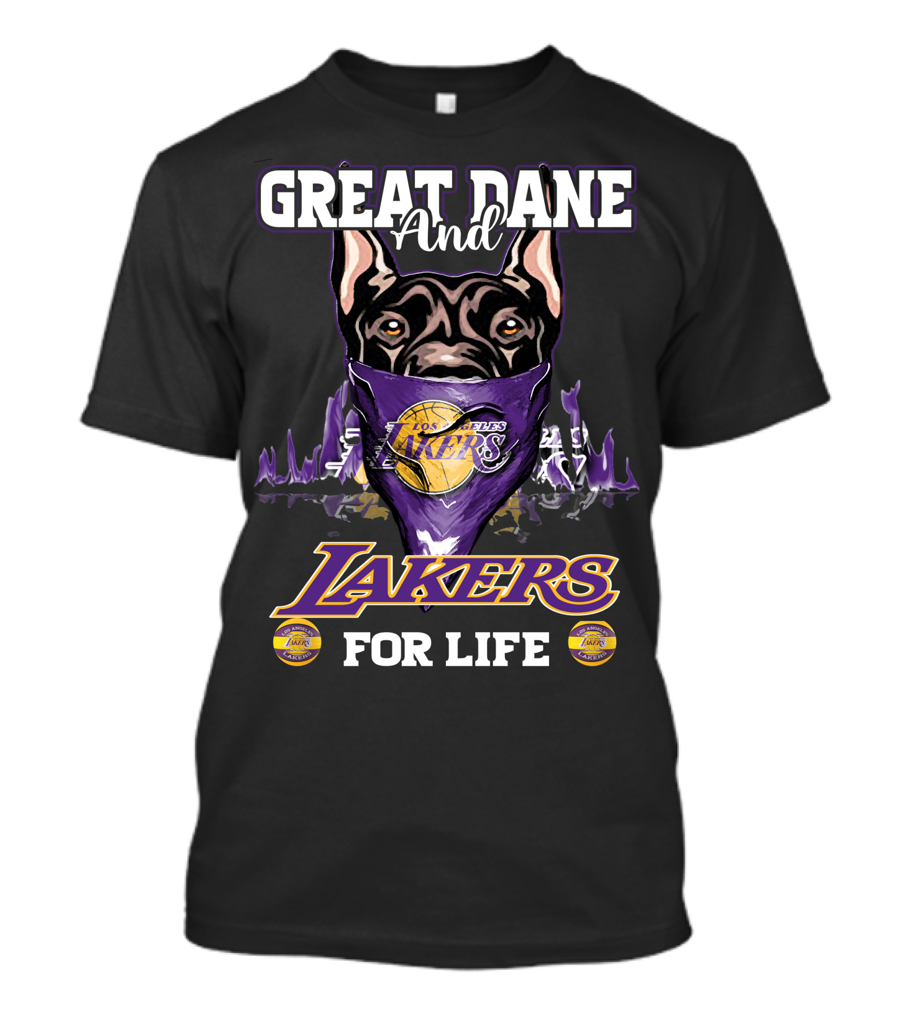 Great Dane And Los Angeles Lakers For Life T-Shirt