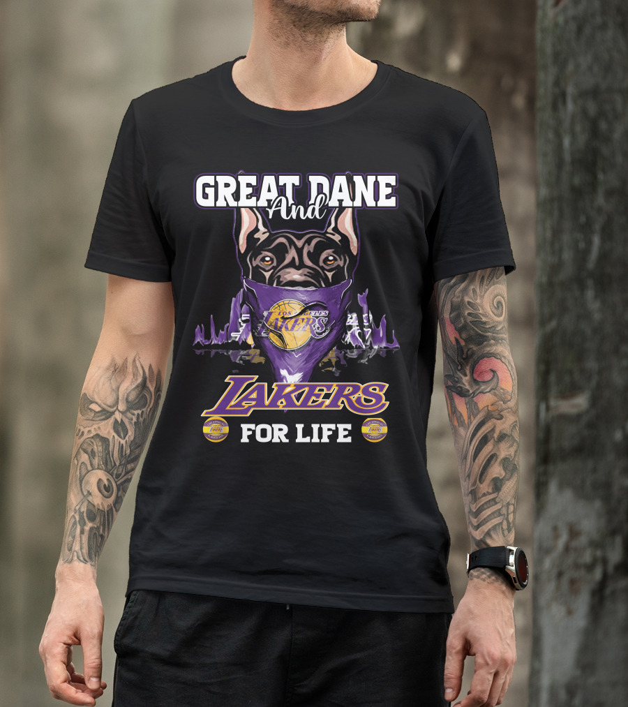 Great Dane And Los Angeles Lakers For Life T-Shirt
