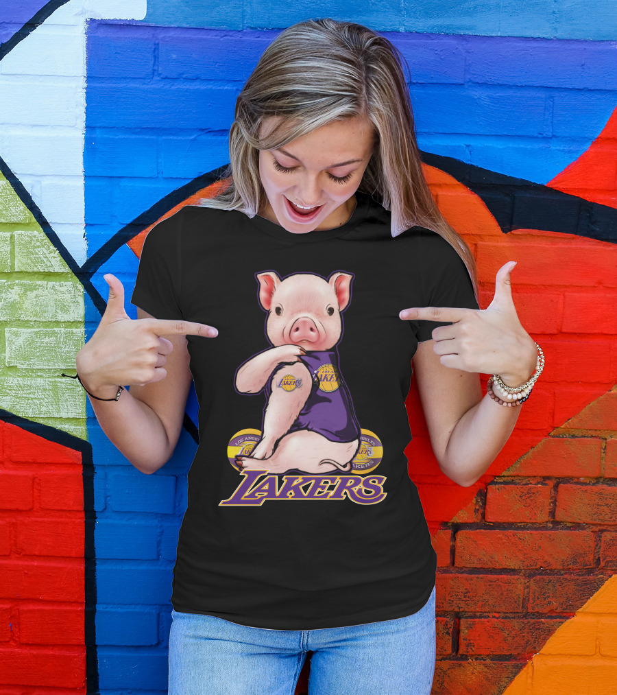 Los Angeles Lakers Pig In Team Jersey T-Shirt