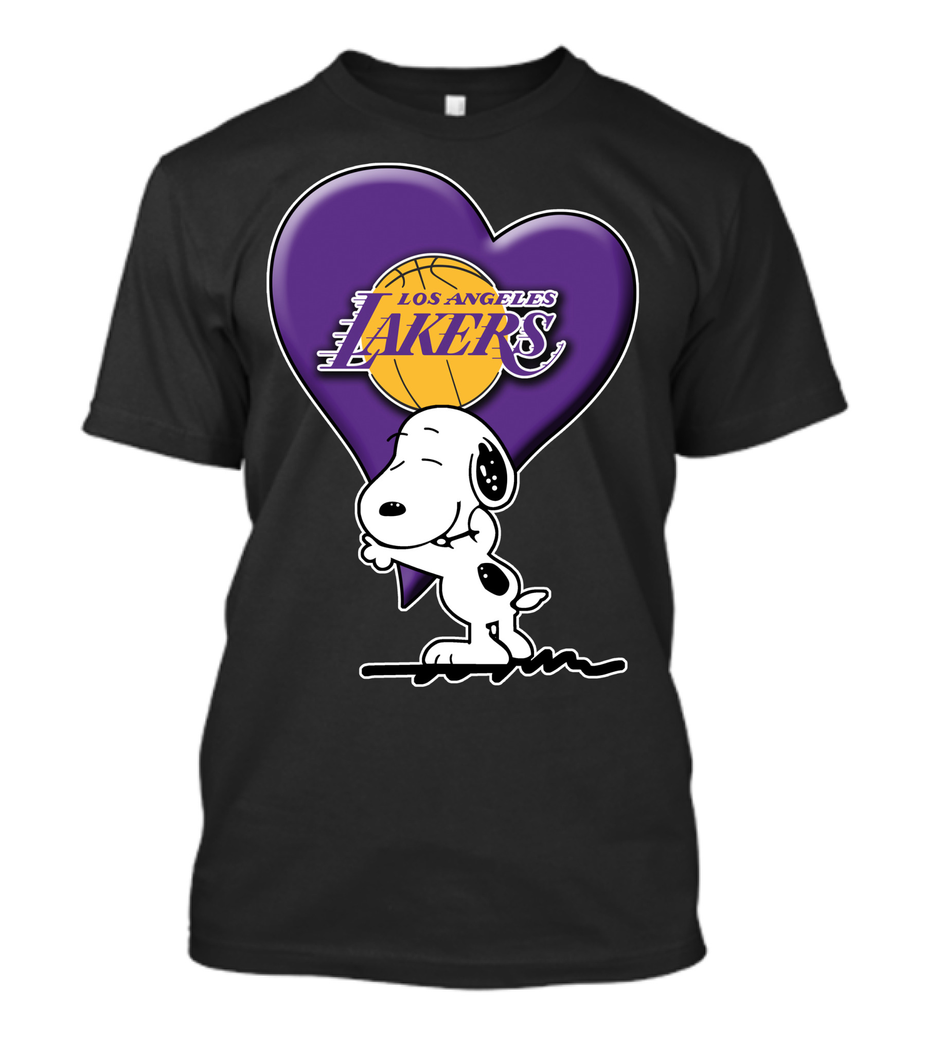 Snoopy Heart Los Angeles Lakers Basketball T-Shirt