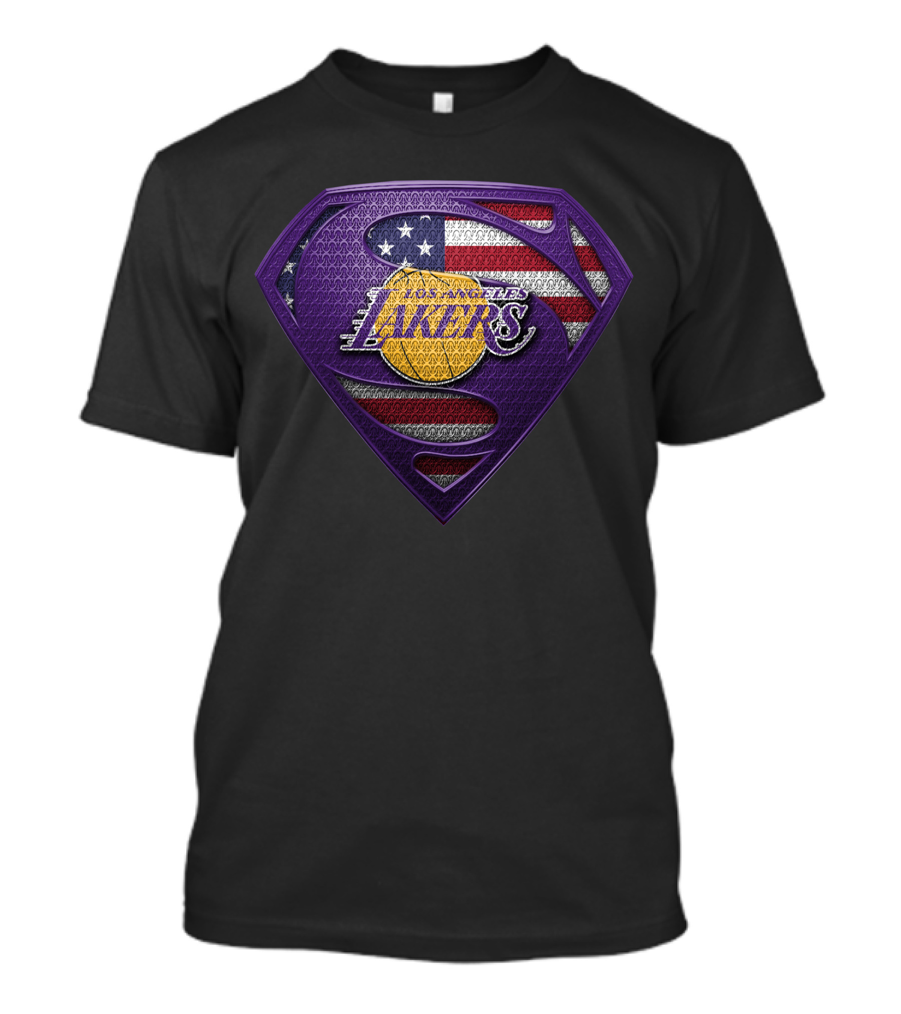Superman Shield Los Angeles Lakers American Flag T-Shirt