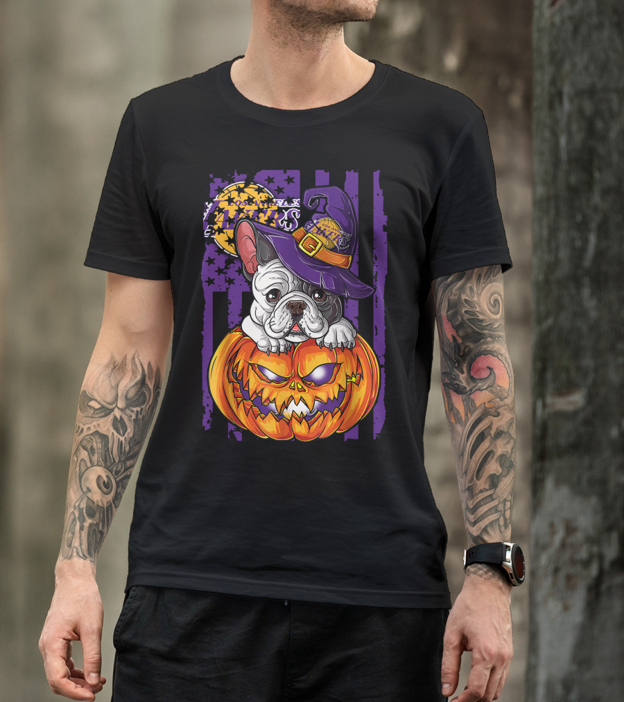 Hlw Bulldog Los Angeles Lakers Halloween Pumpkin Wizard Hat T-Shirt
