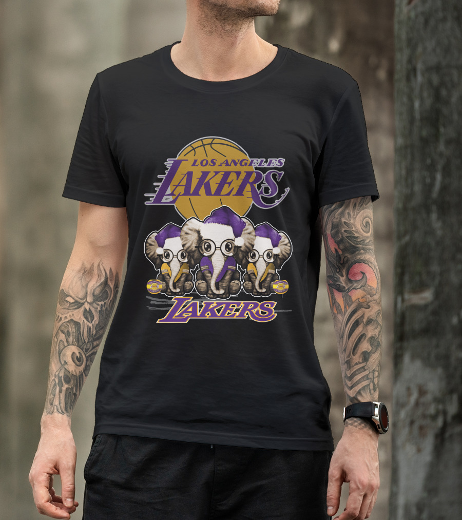 Los Angeles Lakers Xmas Elephants Basketball T-Shirt