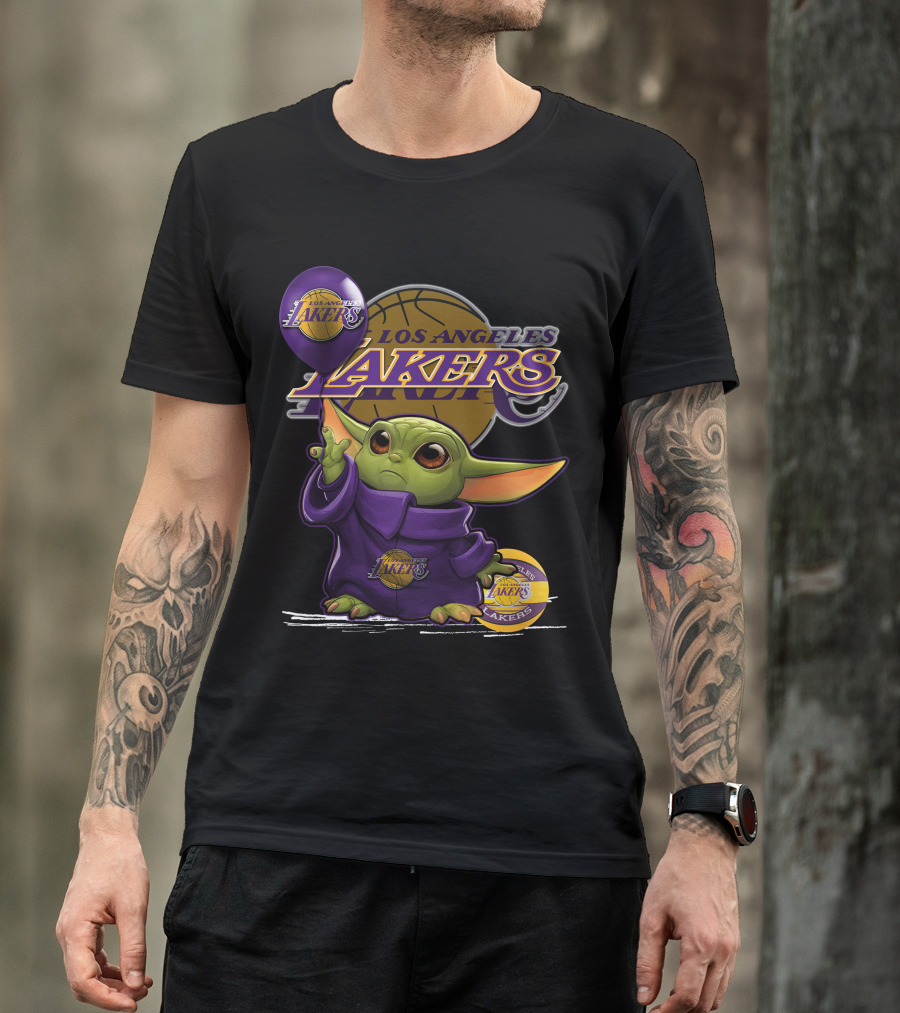 Yoda Los Angeles Lakers Basketball Logo Baby Alien T-Shirt