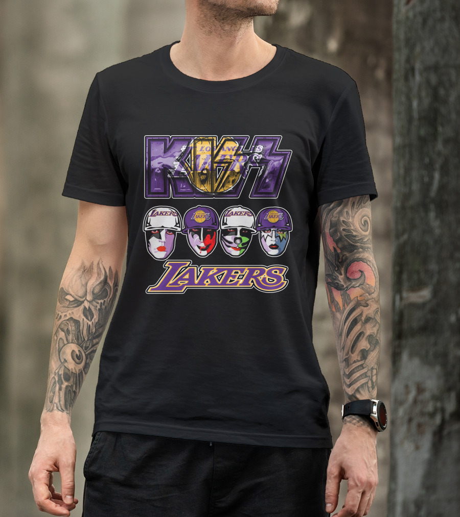 KISS Los Angeles Lakers Faces With Team T-Shirt