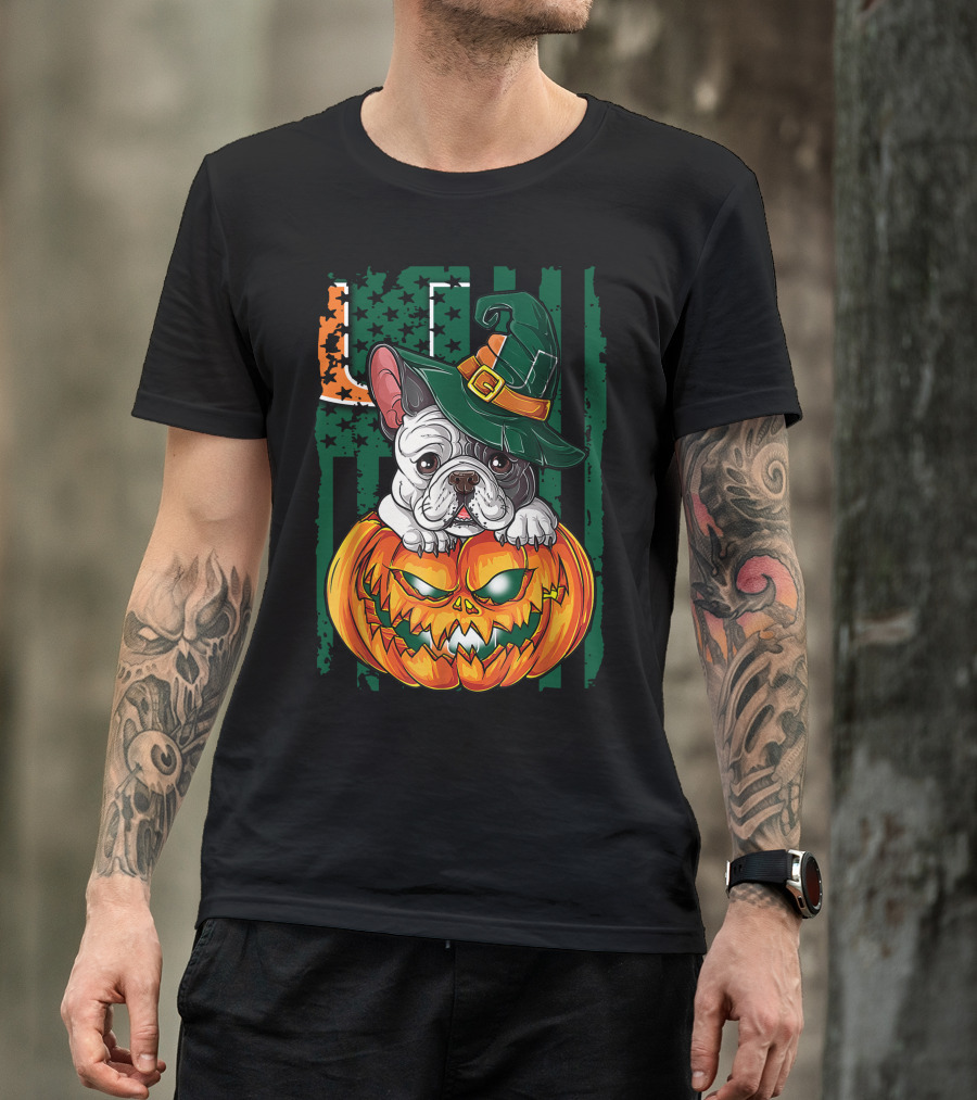 Hlw Bulldog Halloween Miami Hurricanes Pumpkin Hat T-Shirt