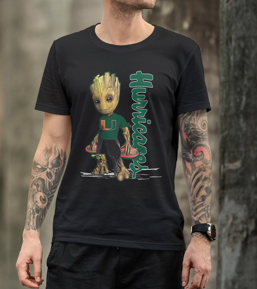Groot Holding Football Miami Hurricanes U T-Shirt