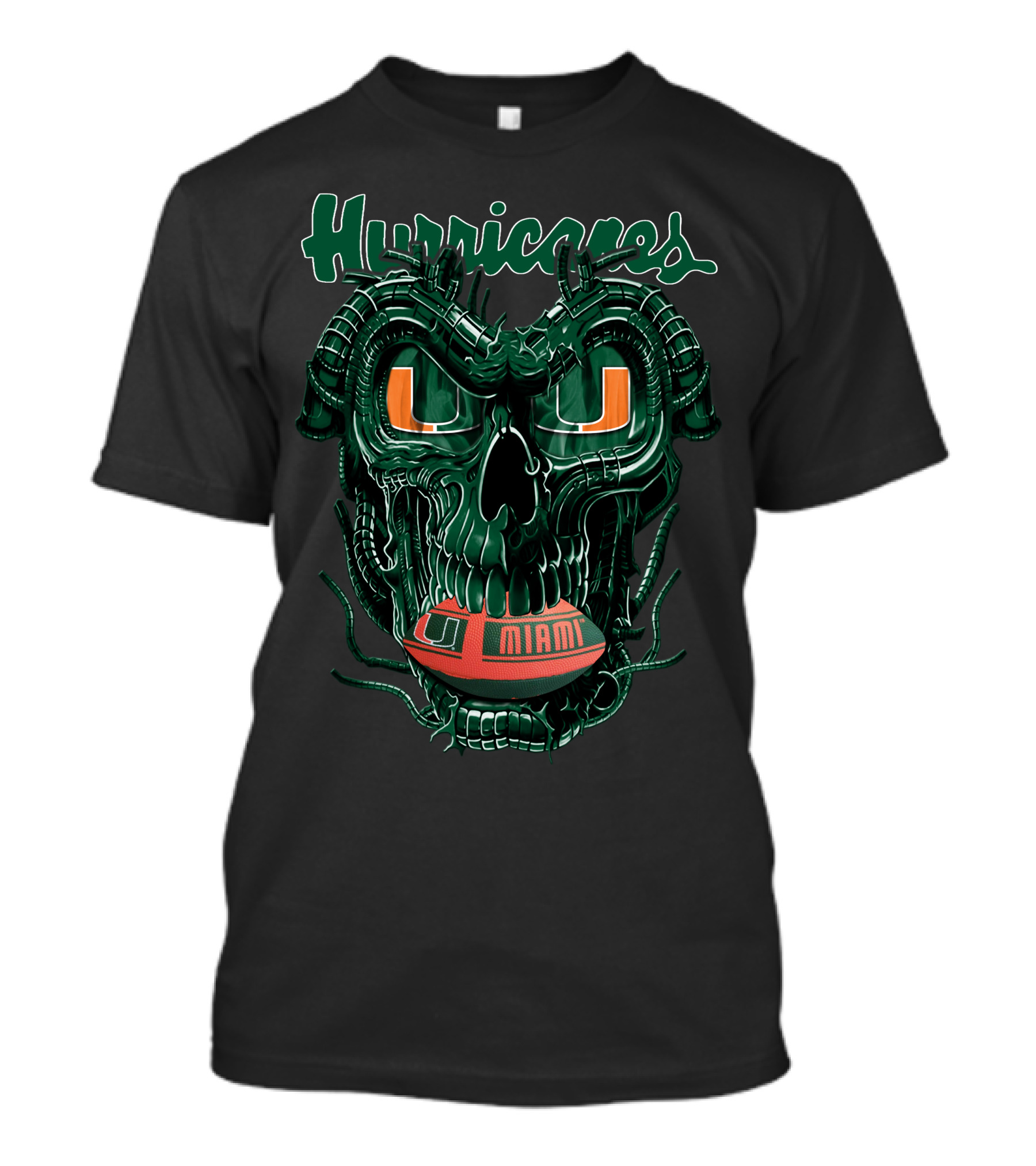Miami Hurricanes Dragonskull Football T-Shirt