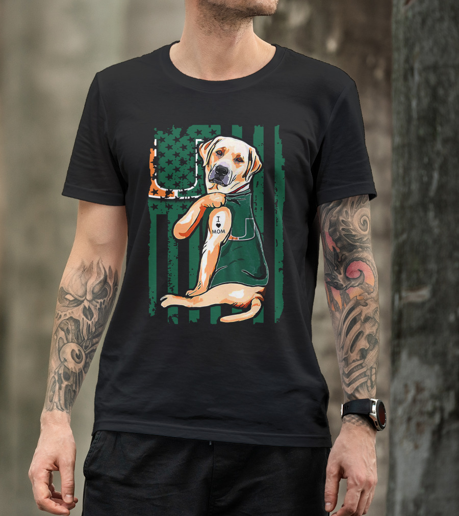 Labrador Retriever I Love Mom Miami Hurricanes T-Shirt