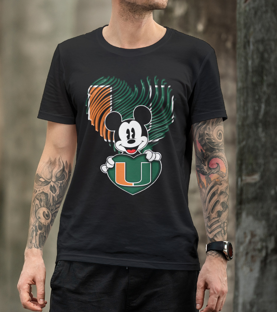 Mickey Mouse Miami Hurricanes Heart U T-Shirt