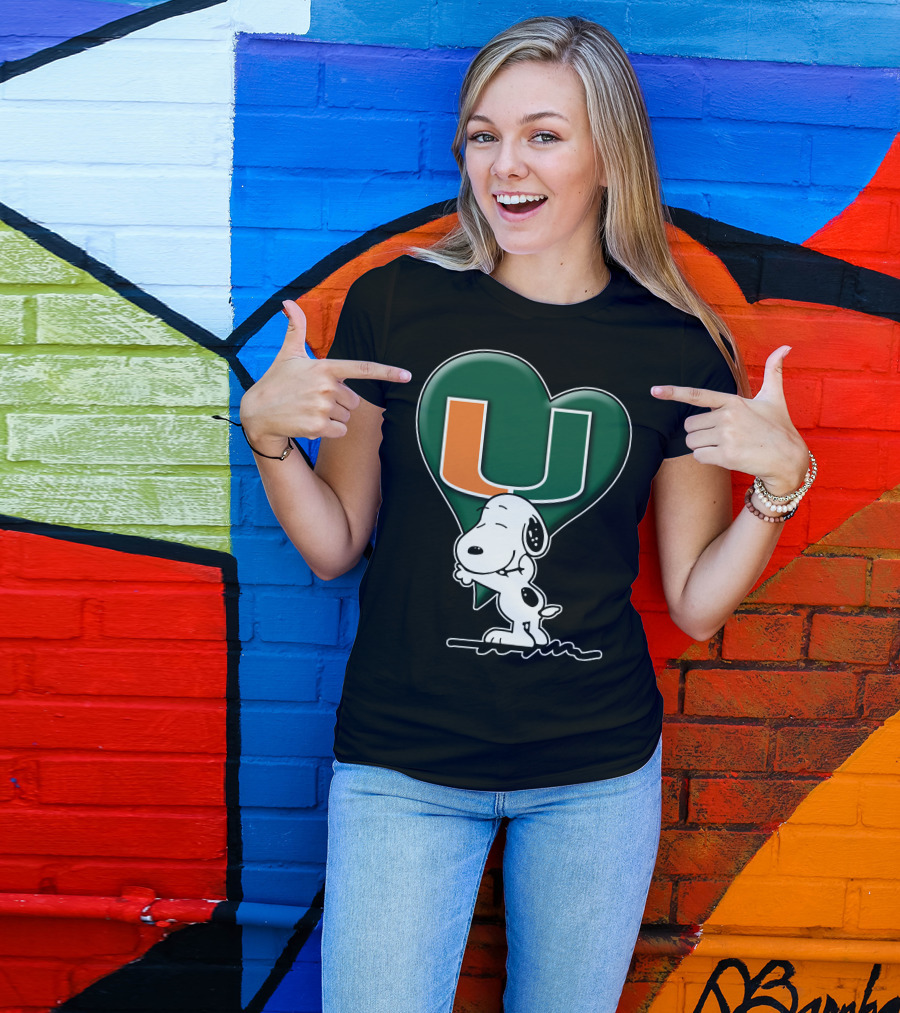 Snoop V1 Miami Hurricanes U Logo Heart Hug T-Shirt
