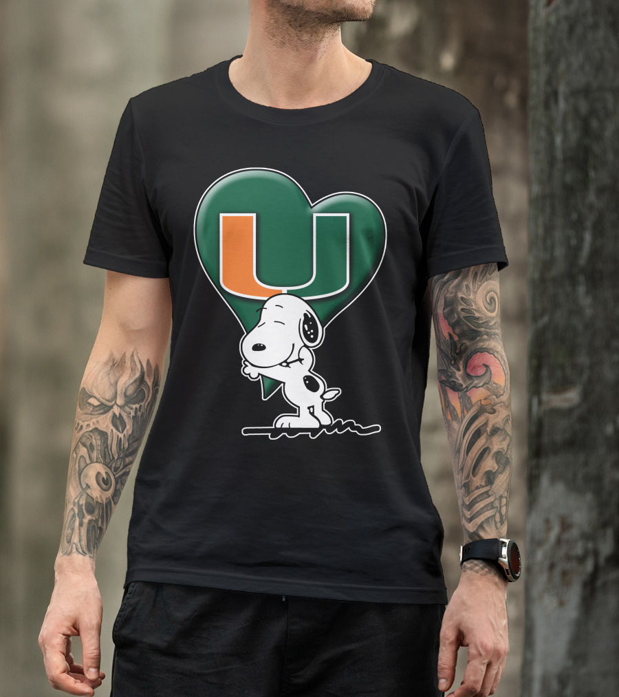 Snoop V1 Miami Hurricanes U Logo Heart Hug T-Shirt
