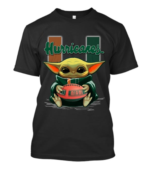 Yoda Miami Hurricanes Baby Holding Football U T-Shirt