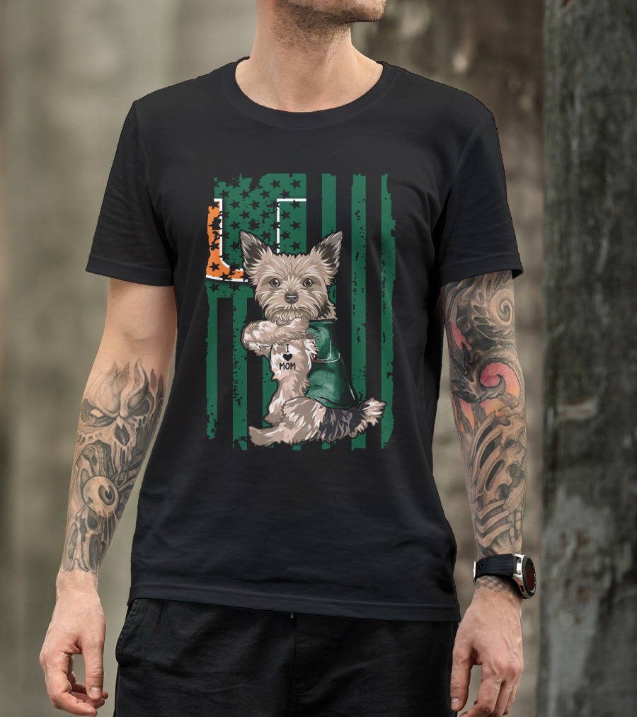Yorkshire Terrier Miami Hurricanes I Love Mom T-Shirt