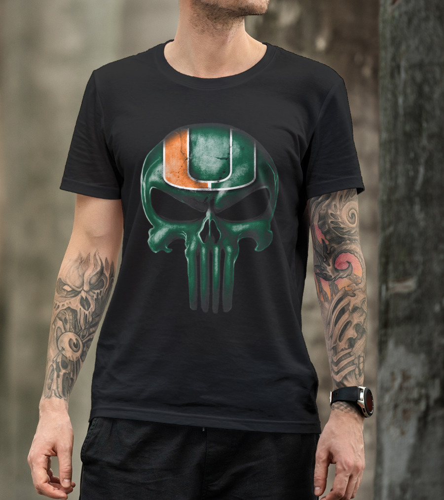 Miami Hurricanes Skull Punisher T-Shirt