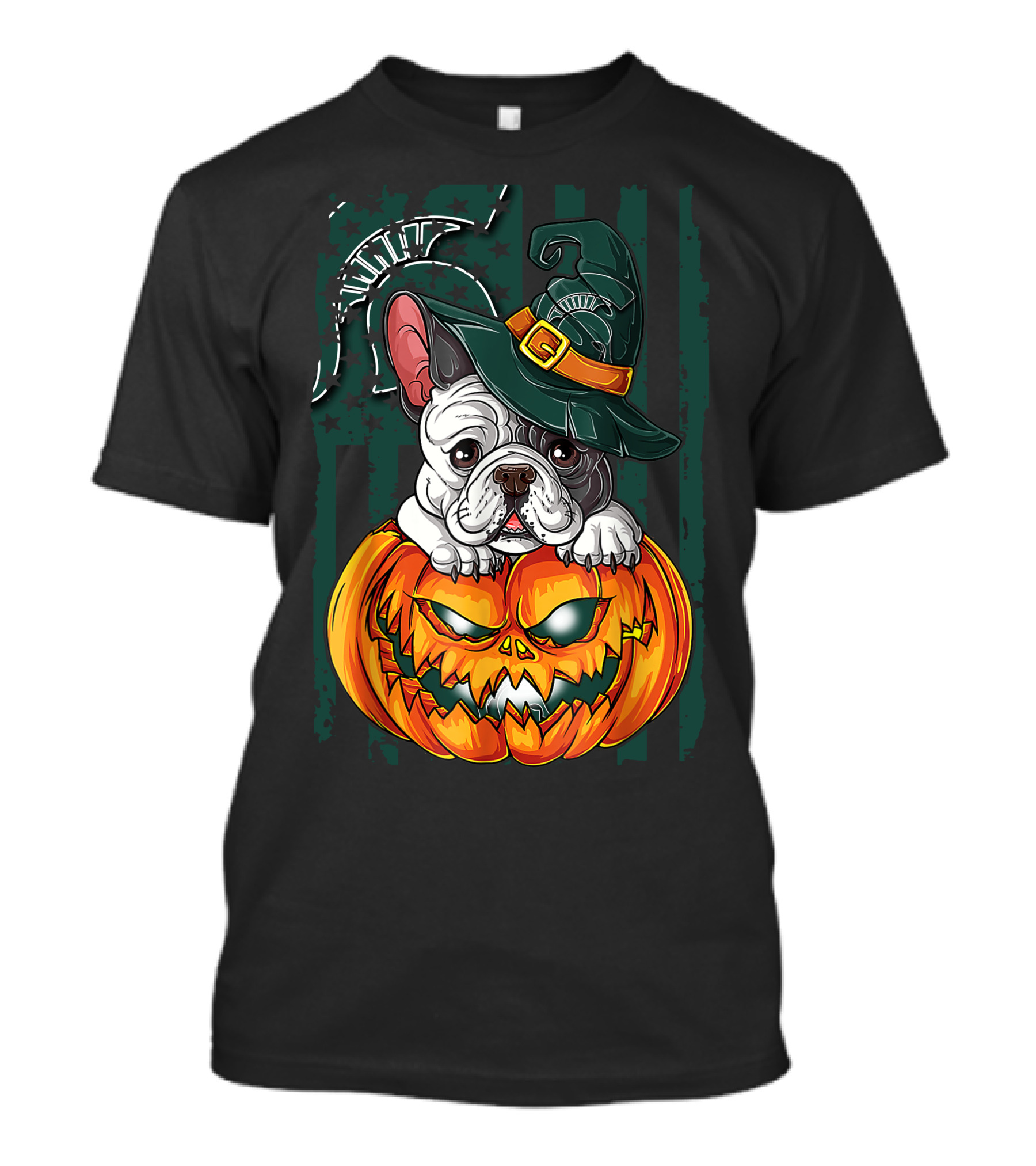 Hlw Bulldog Halloween Witch Hat Pumpkin Michigan State Spartans T-Shirt