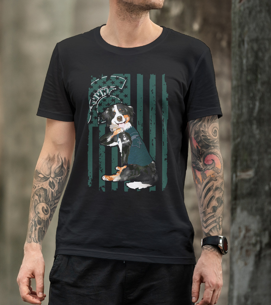 Border Collie I Love Mom Michigan State Spartans T-Shirt
