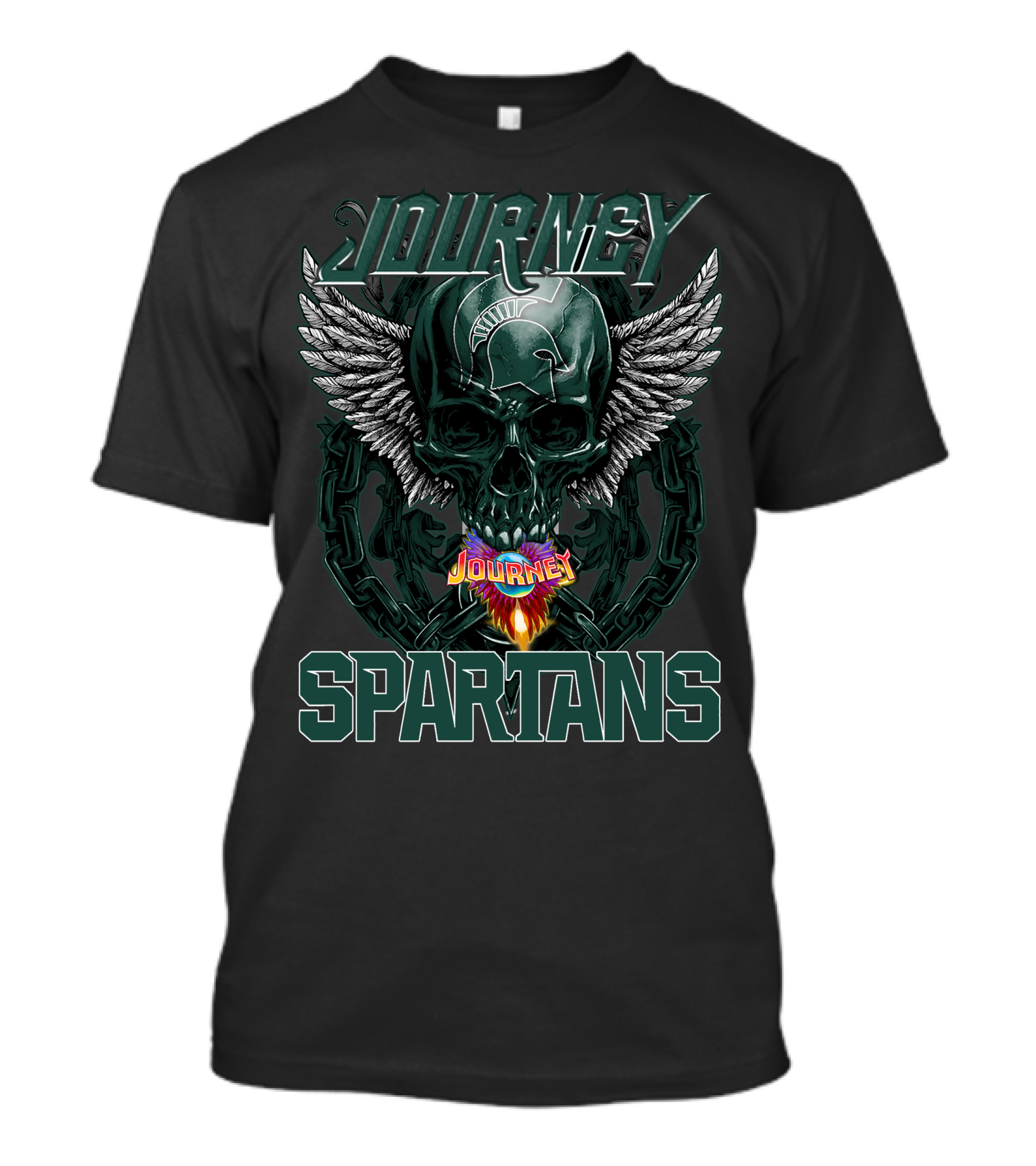 Journey Michigan State Spartans Skull Wings Chains T-Shirt
