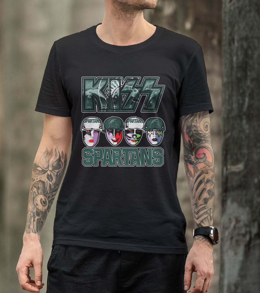 KISS Michigan State Spartans Band Face Makeup Fan Mashup T-Shirt