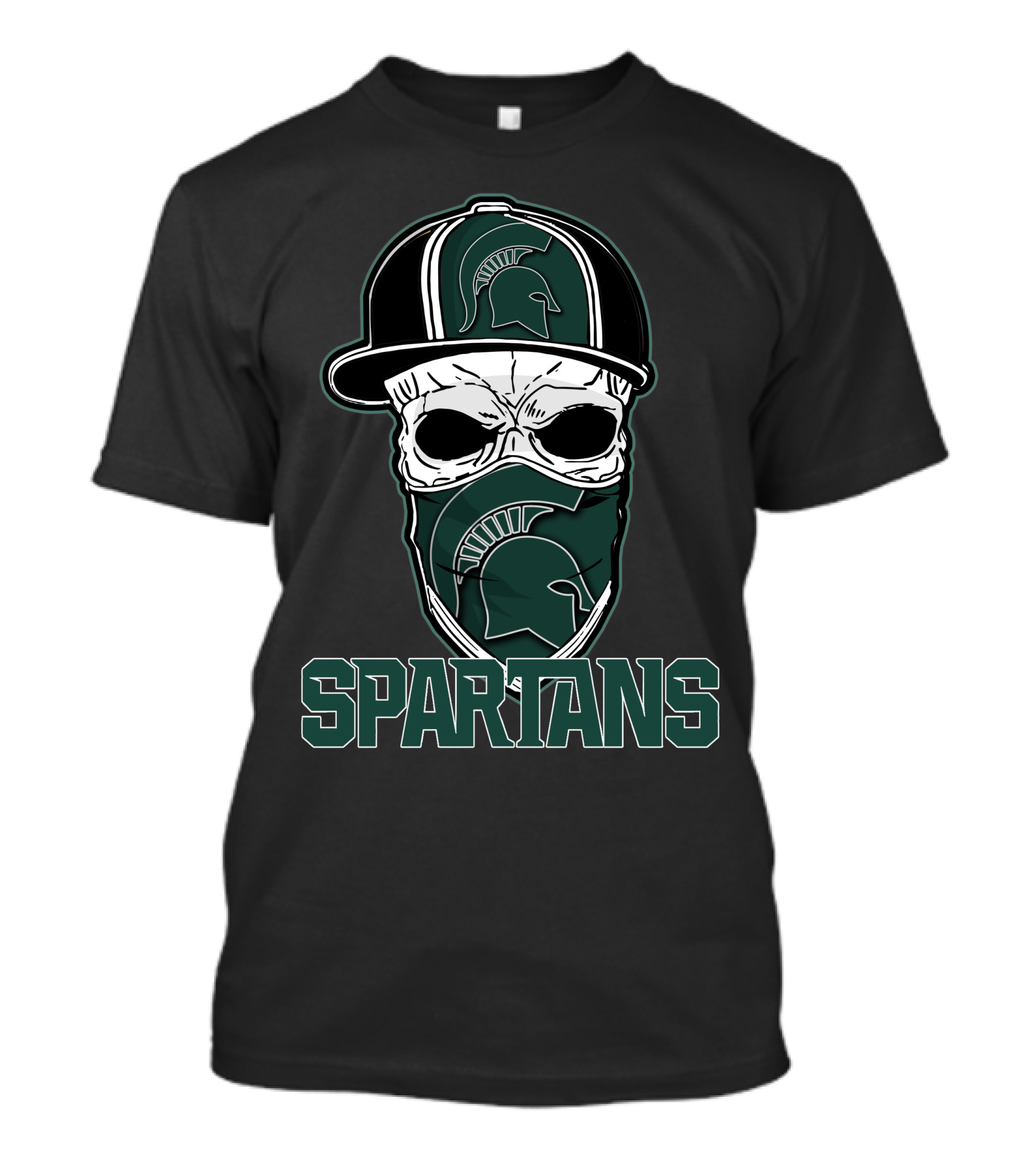 Skull Hat Michigan State Spartans Logo With Spartan Text T-Shirt