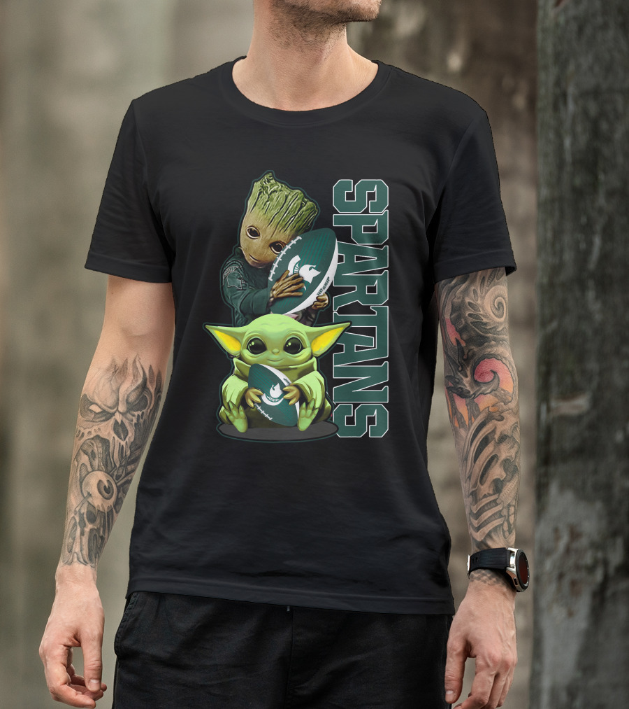 Grzd Michigan State Spartans Baby Alien And Tree Character Football T-Shirt