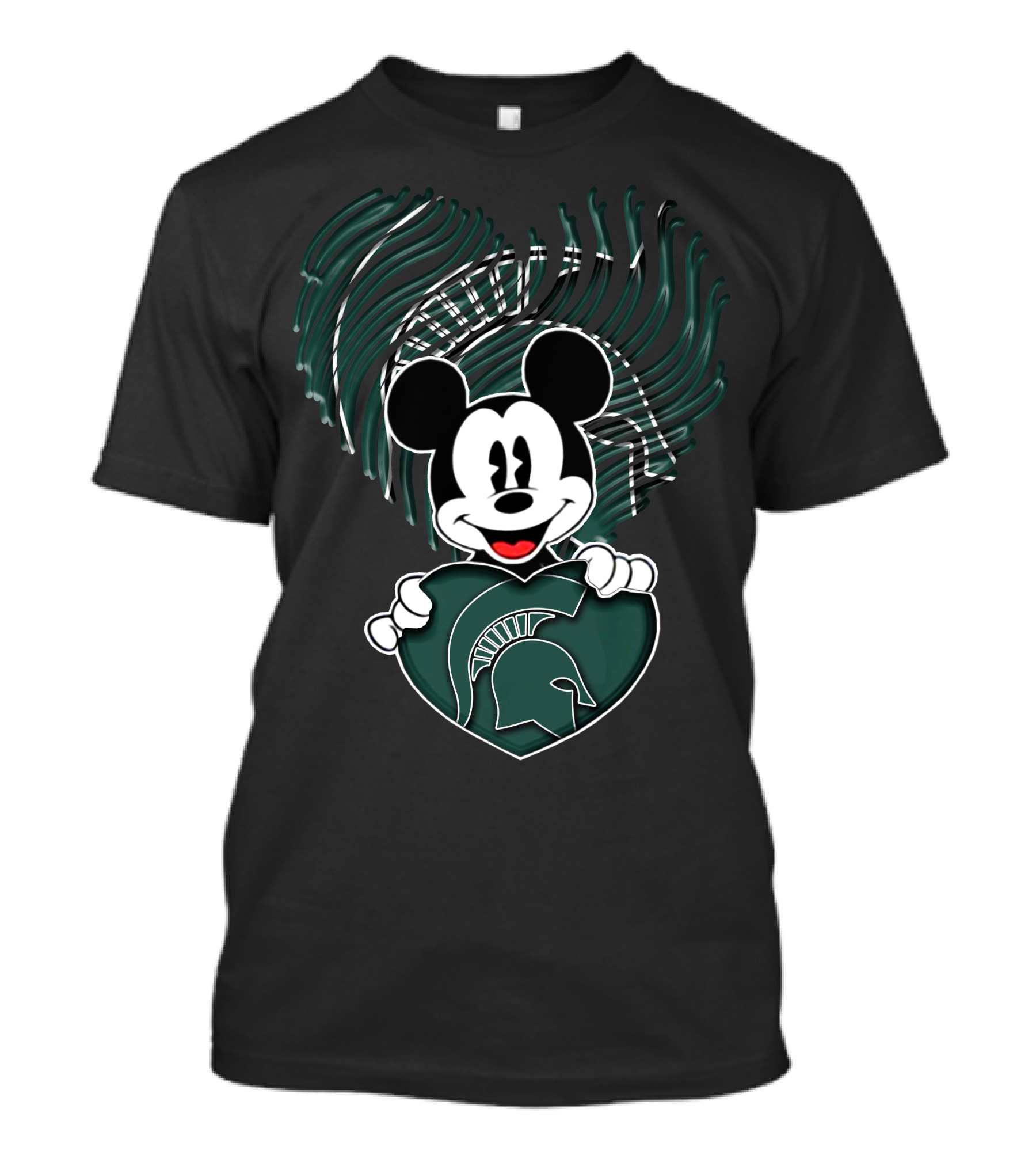 Mick Mouse Michigan State Spartans Heart Spartan Helmet T-Shirt