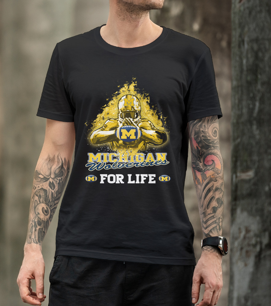 Michigan Wolverines For Life Football Explosion M T-Shirt