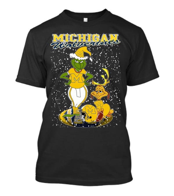 Michigan Wolverines Grinchxmas Holiday Football T-Shirt