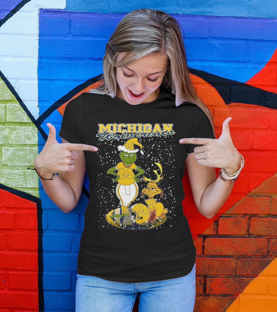 Michigan Wolverines Grinchxmas Holiday Football T-Shirt