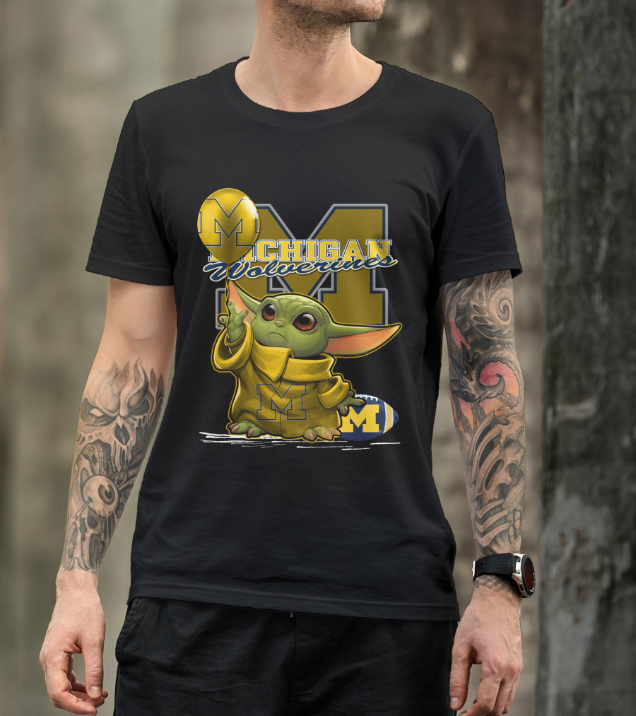Yoda Michigan Wolverines Football Balloon T-Shirt