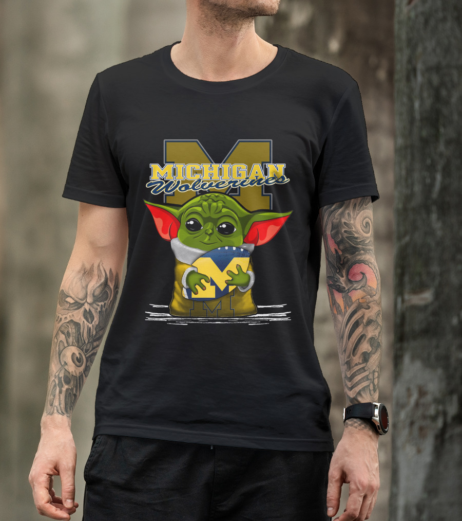 Michigan Wolverines Yoda Holding Football T-Shirt