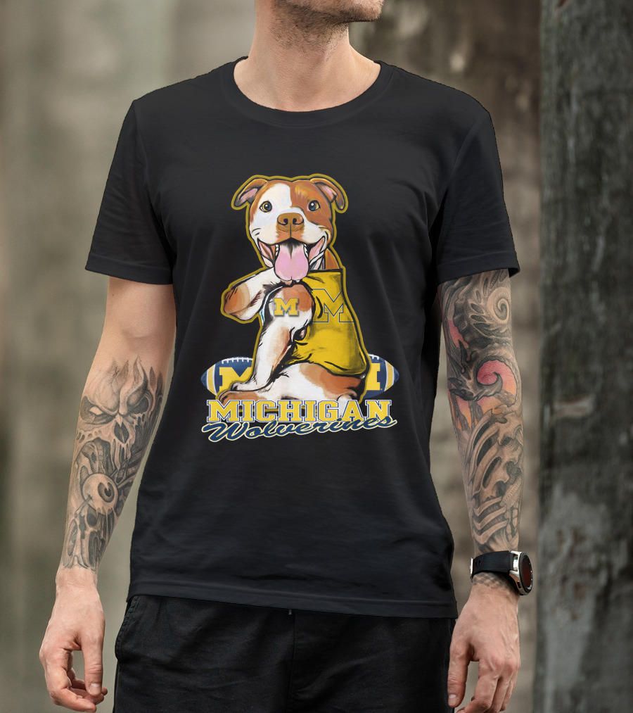 Pittbull Michigan Wolverines M Football Fan T-Shirt