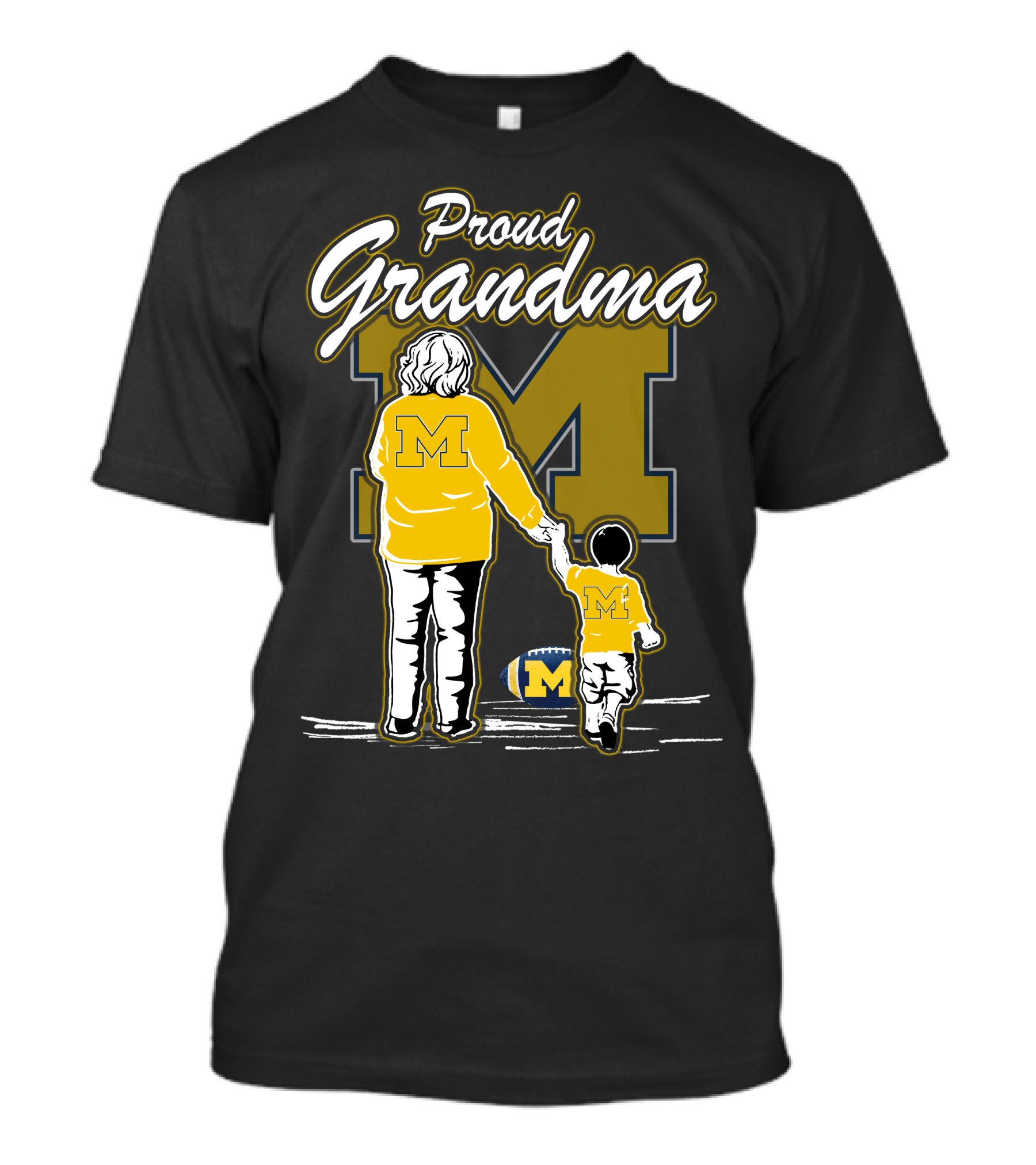 Proud Grandma Michigan Wolverines Football Fan With Large 'M' T-Shirt
