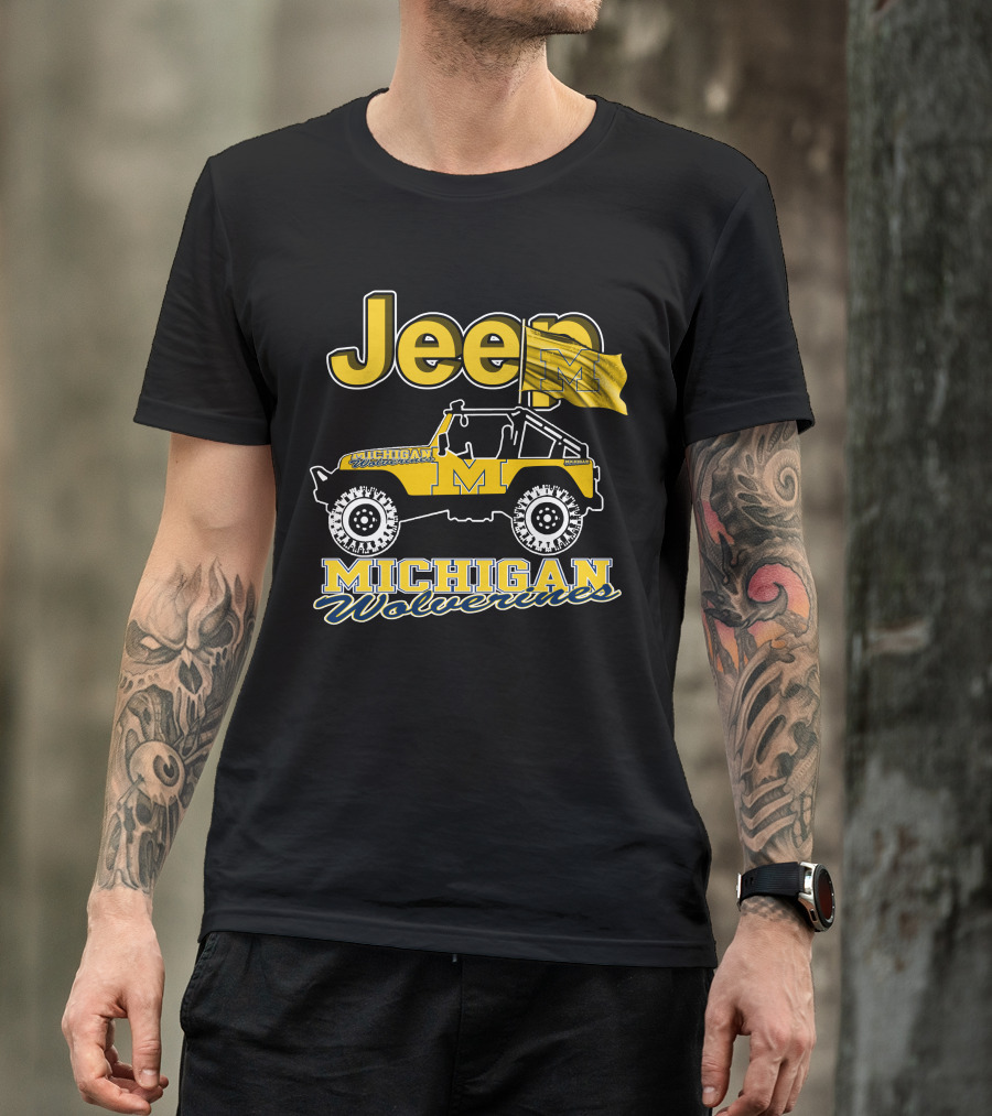 Jeep Michigan Wolverines Flag T-Shirt