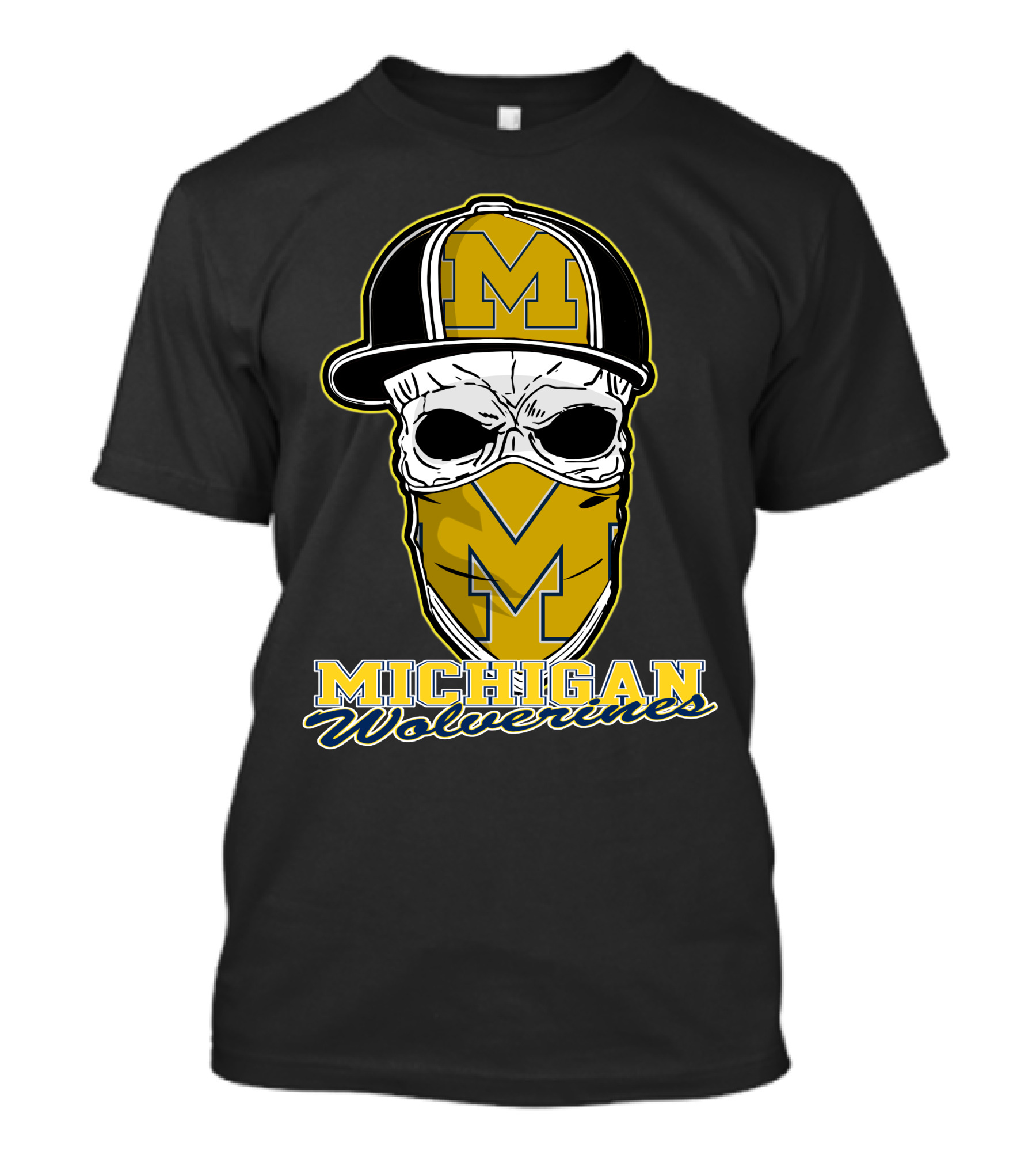 Michigan Wolverines Skull Hat M T-Shirt