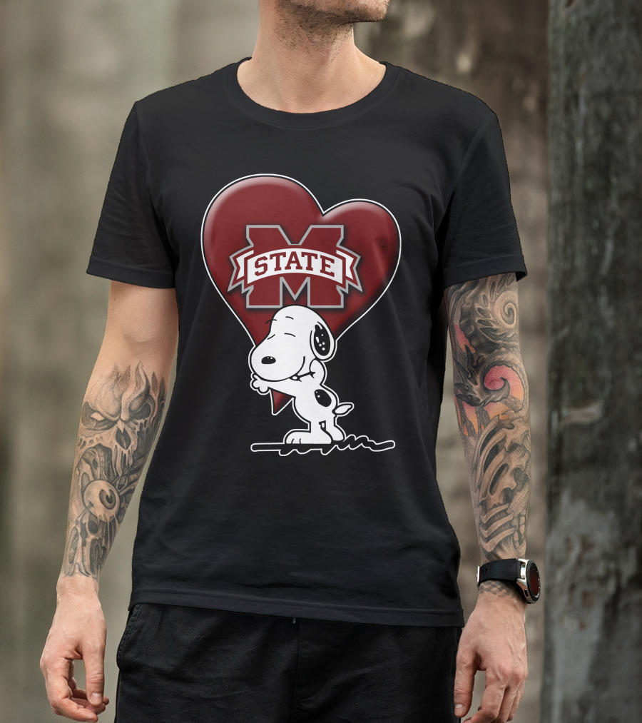 Snoopy Mississippi State Bulldogs Heart T-Shirt
