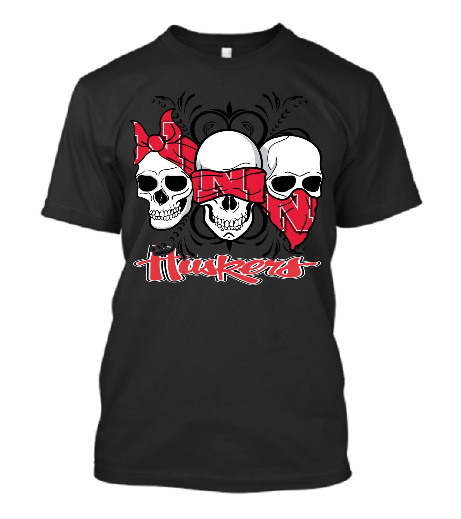 3 Skull Huskers Nebraska Cornhuskers T-Shirt