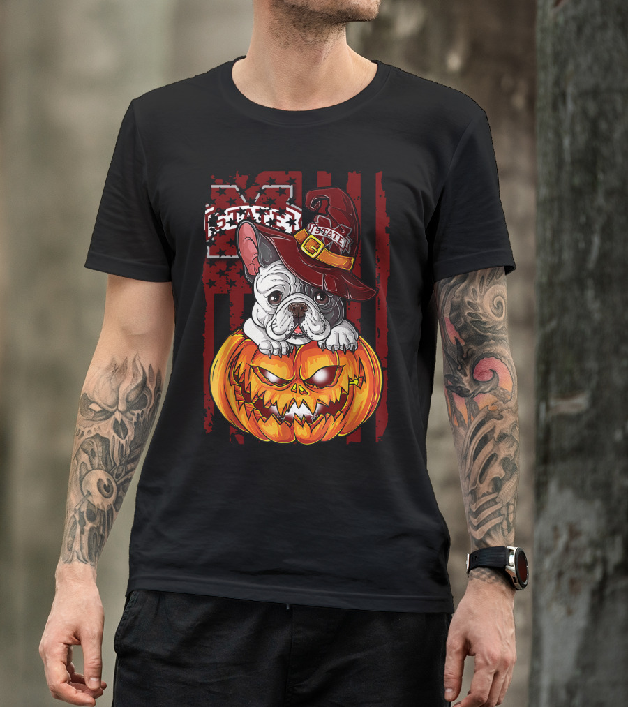 Hlw Bulldog Mississippi State Bulldogs Halloween Pumpkin Wizard Hat T-Shirt