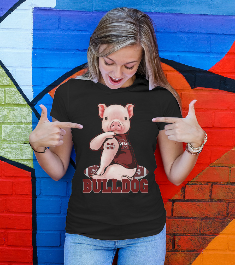 Mississippi State Bulldogs Pig With Football And Team T-Shirt