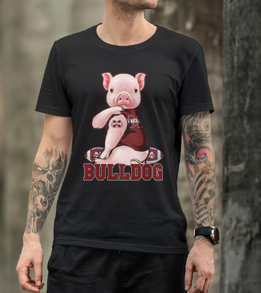 Mississippi State Bulldogs Pig With Football And Team T-Shirt