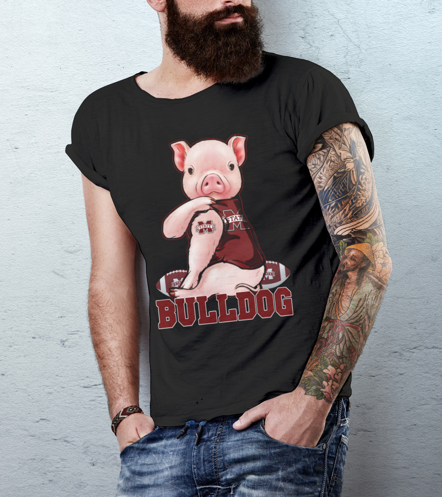 Mississippi State Bulldogs Pig With Football And Team T-Shirt