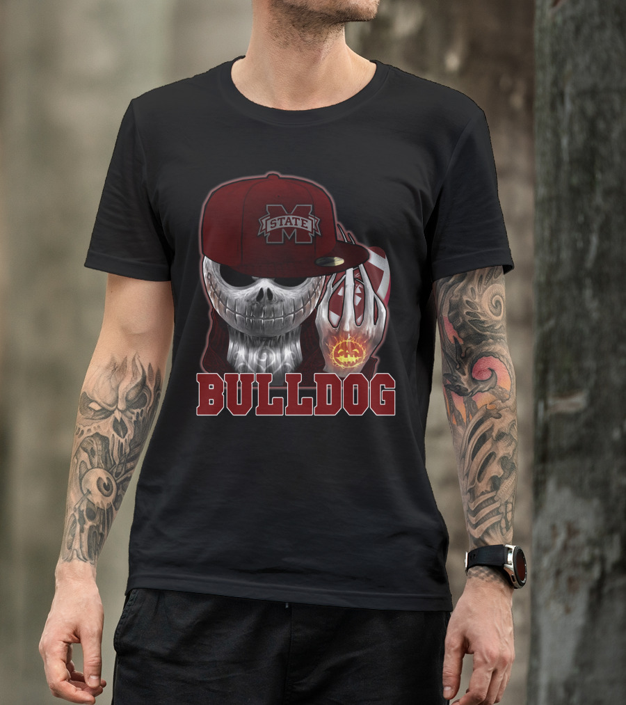 Mississippi State Bulldogs Skull Jack O' Lantern Bulldog T-Shirt