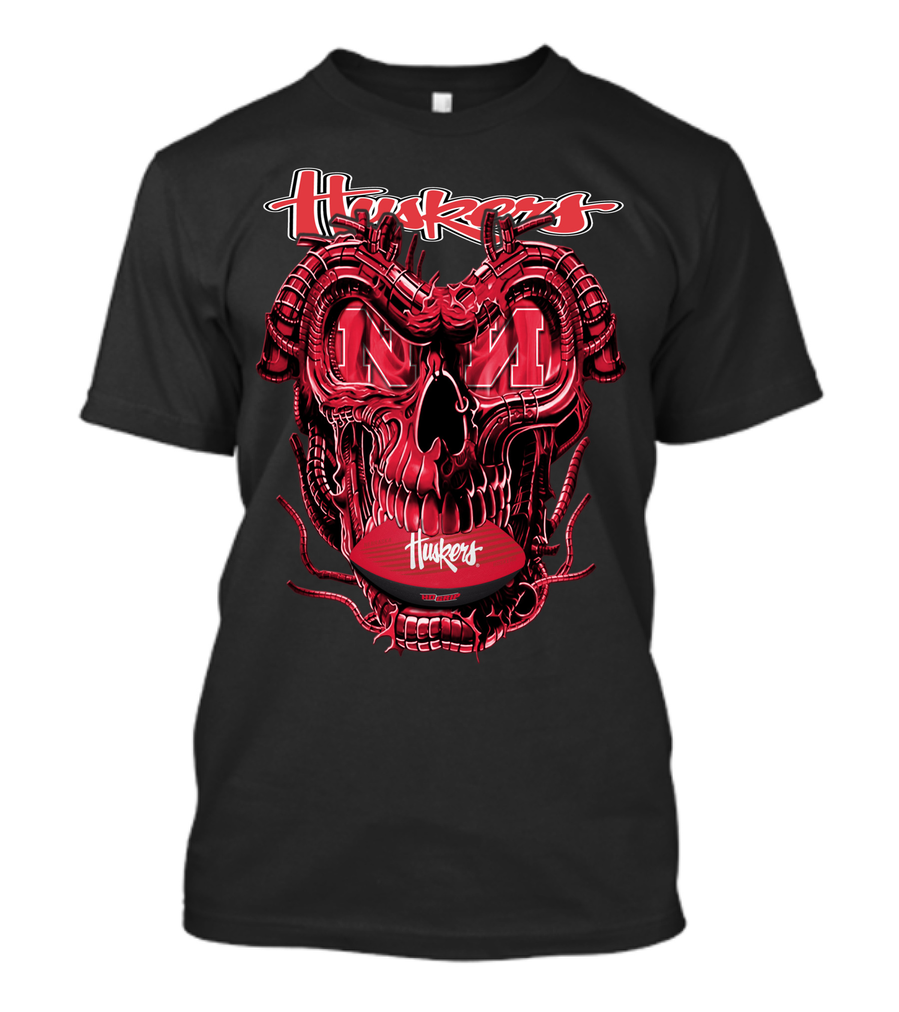 Huskers Dragon Skull Nebraska Football Fan T-Shirt