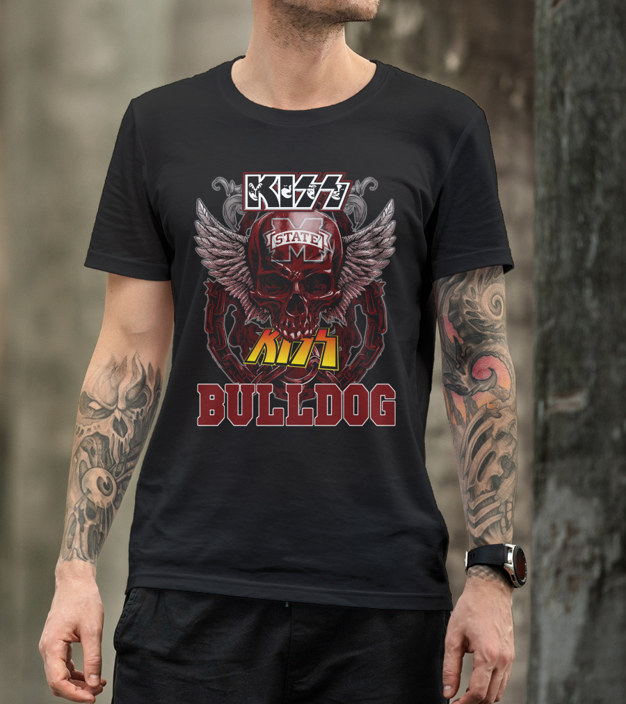 KISS Mississippi State Bulldogs Winged Skull T-Shirt